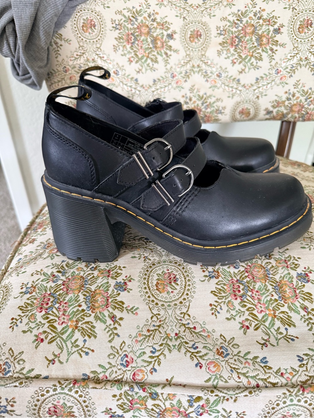 Dr. Martens Black Double-Buckle Platform Mary Jane Shoes - Picture 2 of 6